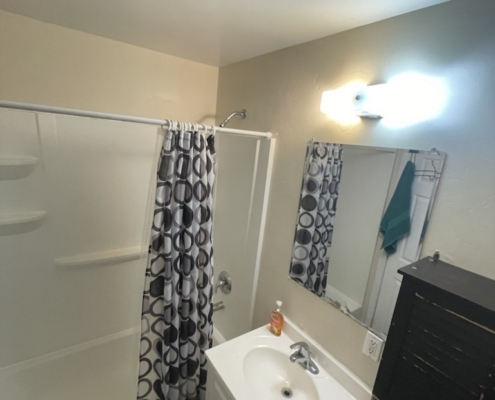 One of the three bathrooms